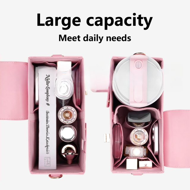Stanly Tumbler Carrier Purse Bag Fashion Pink Water Bottle Holder Shoulder Bag with Strap PU Coffee Cups Tote Bag with Button