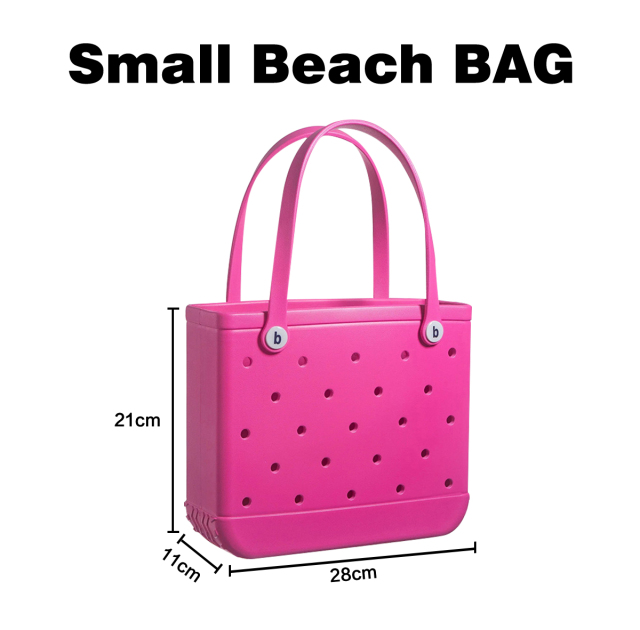 New Fashion Colorful XS Rubber Beach Bags Kids Small Tote Shopping Bags with Straps Light Washable Pink EVA Bags Custom Logo