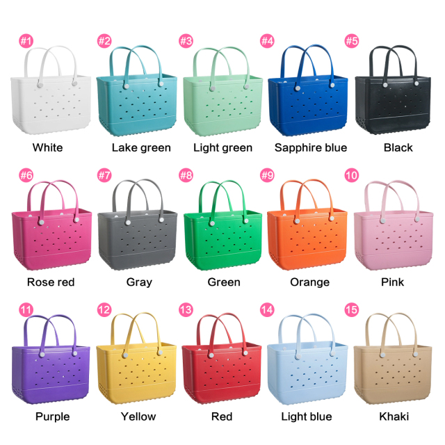 Hot Sale Women's Large Capacity Beach Bag Light EVA Bag for Custom Logo Print Water Proof Washable Tote Shopping Bag Wholesale