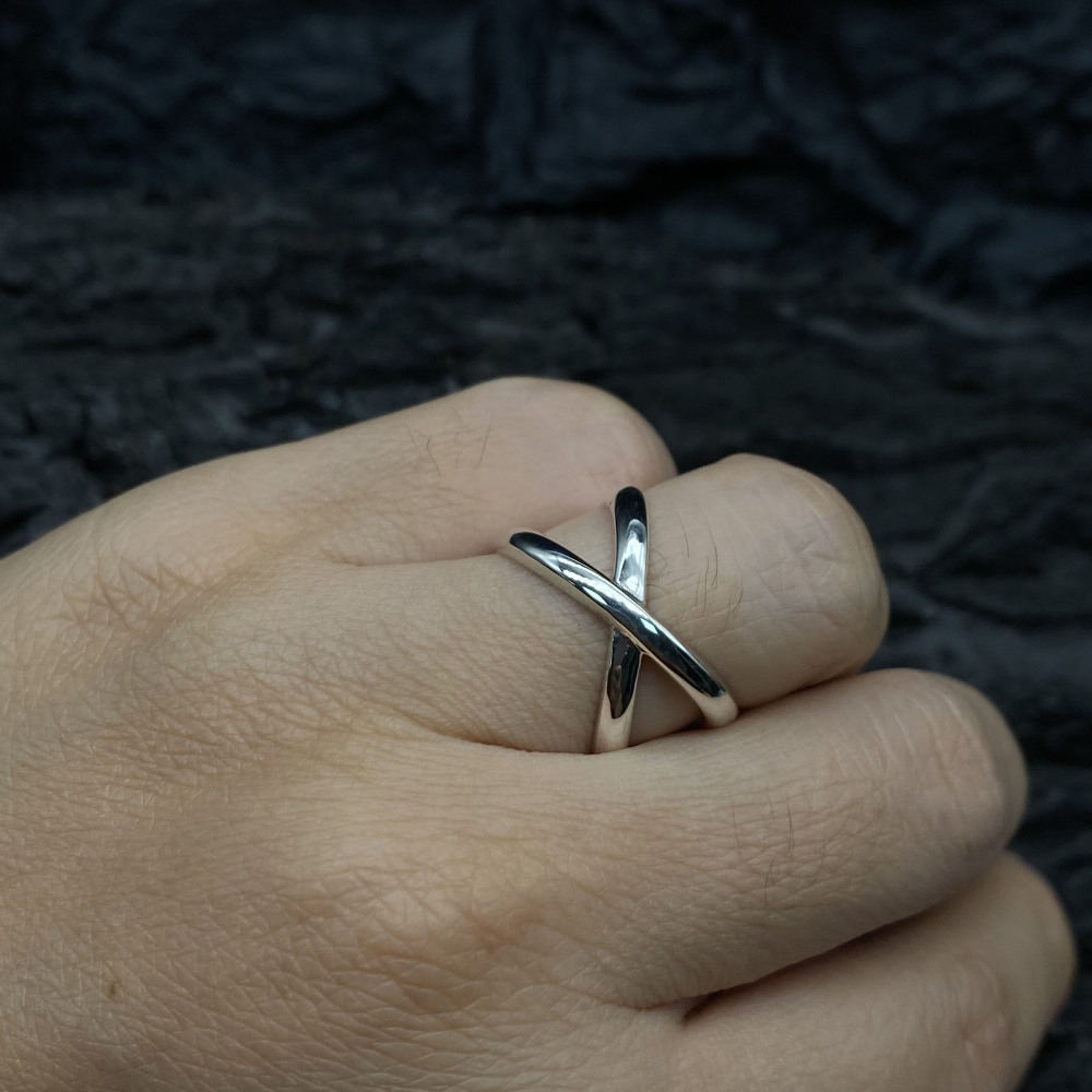 Sterling Silver Crossed Ring