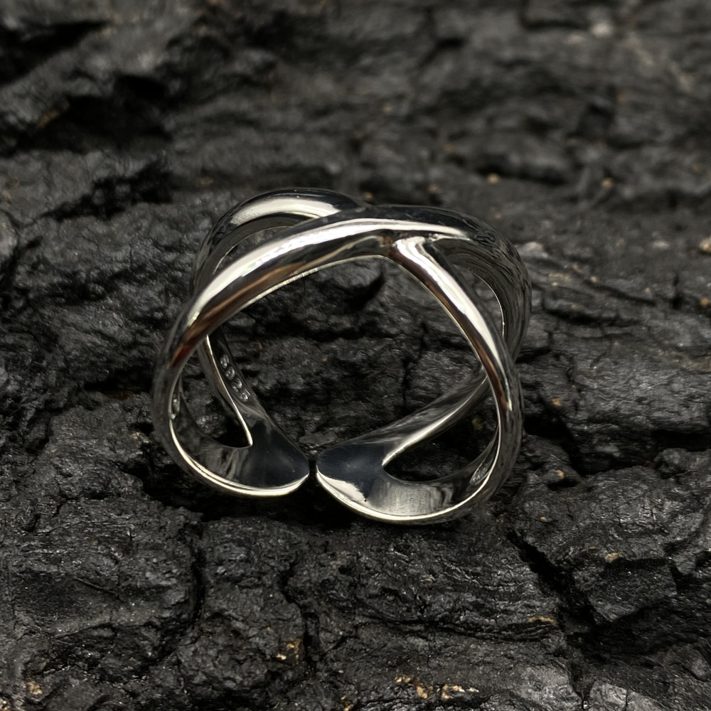 Sterling Silver Crossed Ring