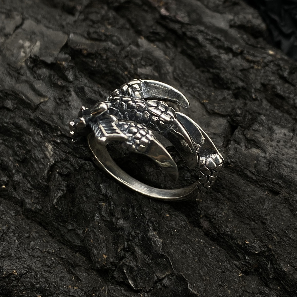 Adjustable Opening Dragon Claw 925 Silver Ring