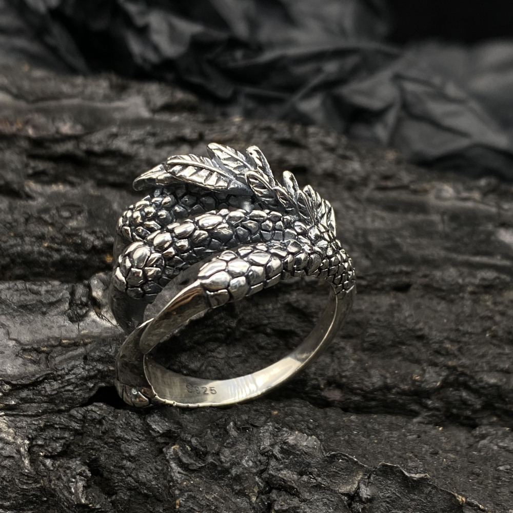 Adjustable Opening Dragon Claw 925 Silver Ring