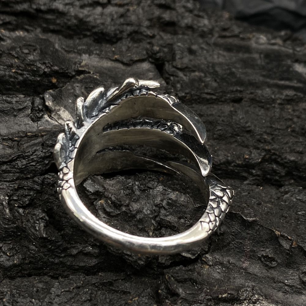 Adjustable Opening Dragon Claw 925 Silver Ring