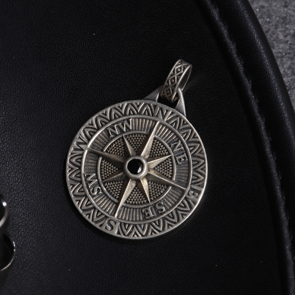 Silver Compass Pendant Necklace