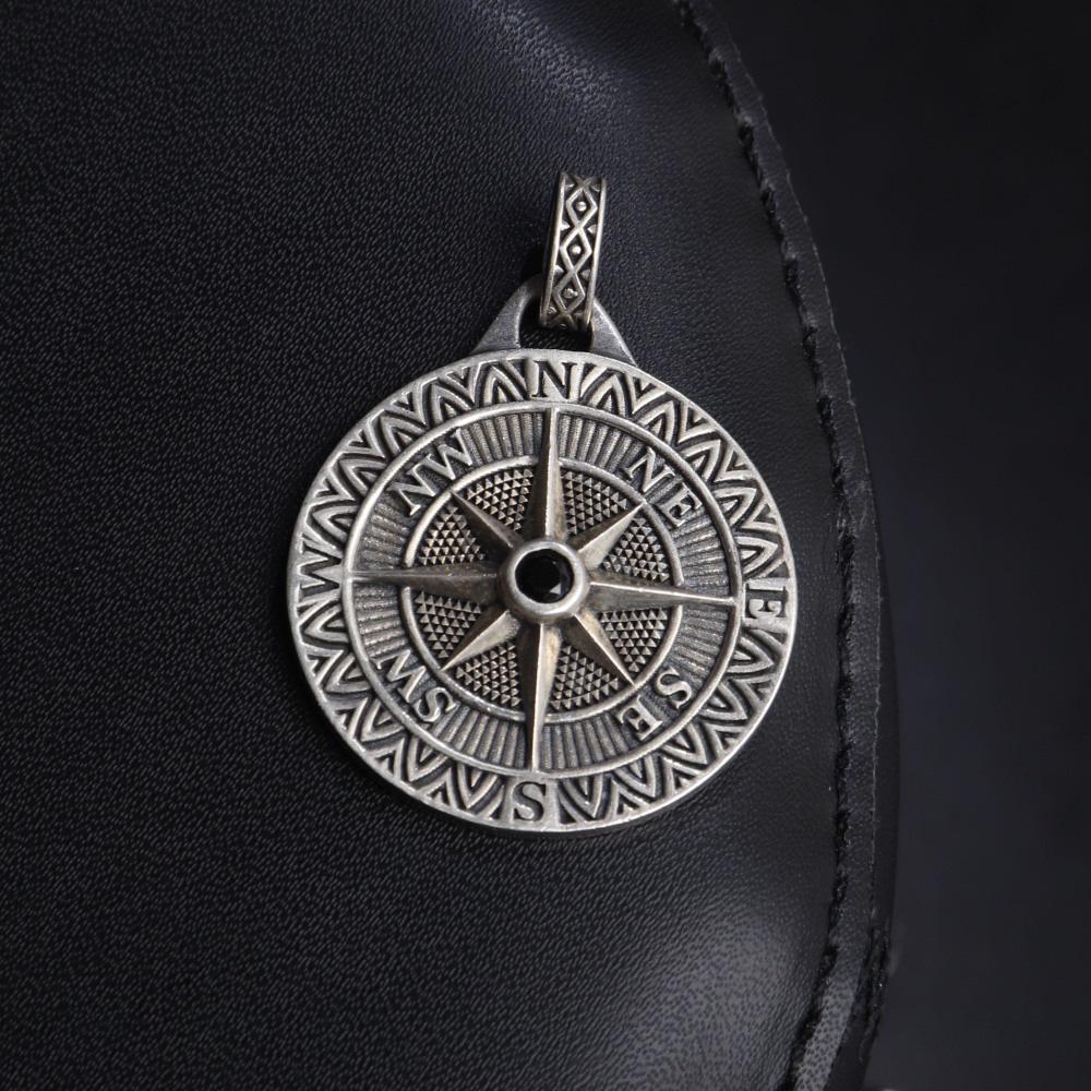 Silver Compass Pendant Necklace