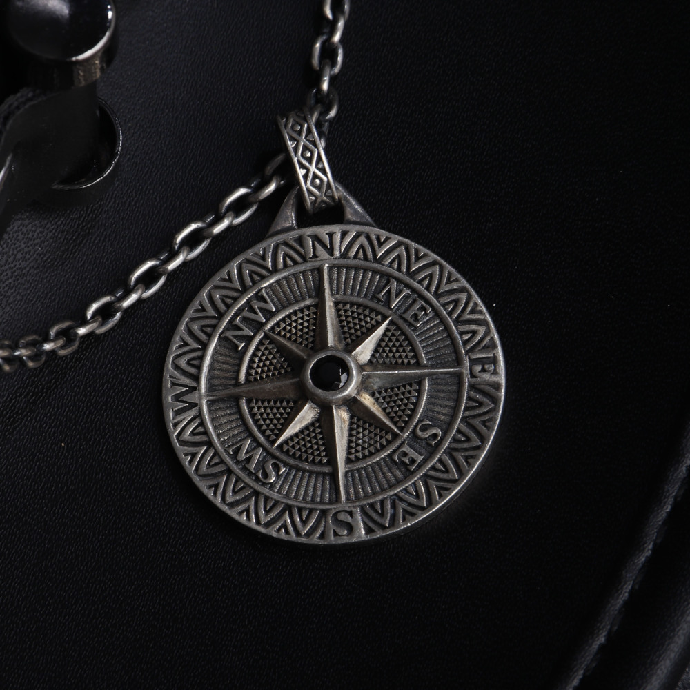 Silver Compass Pendant Necklace