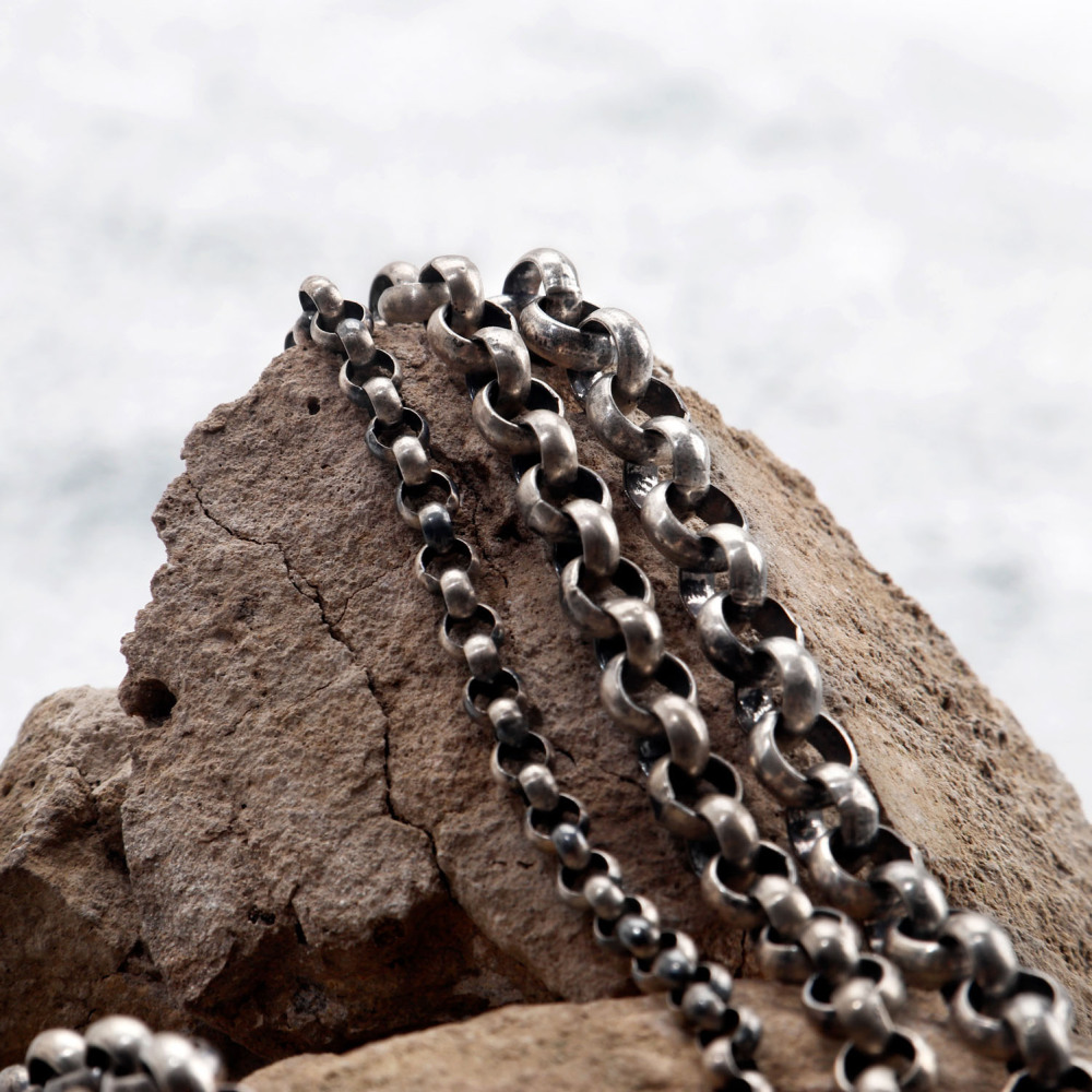 Oxidized Silver Rolo Chain