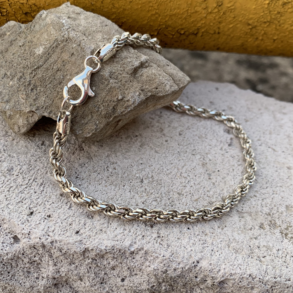 Sterling Silver 925 Rope Chain Bracelet