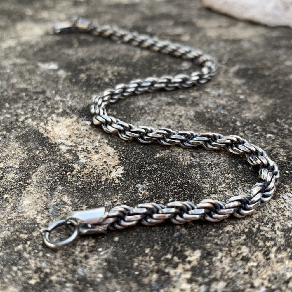 Sterling Silver 925 Rope Chain Bracelet