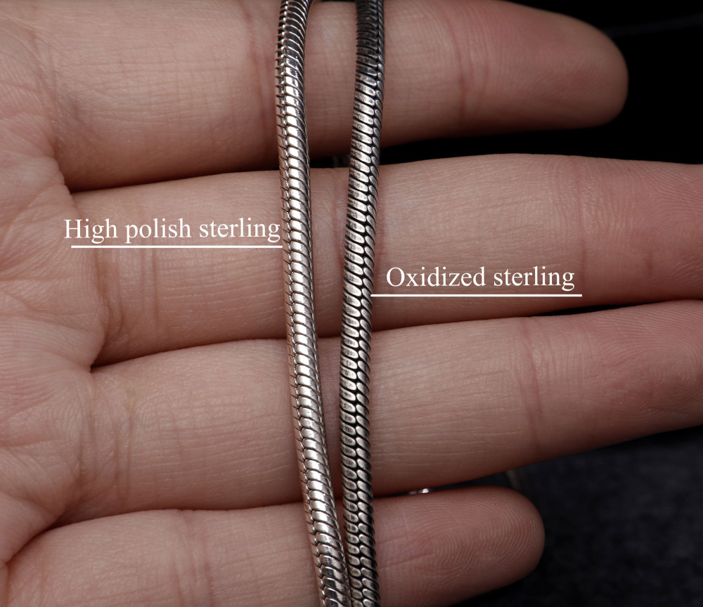 Oxidized 925 Sterling Silver Snake Chain