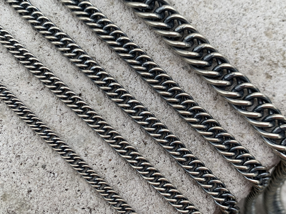 Oxidized Silver Cuban Chain