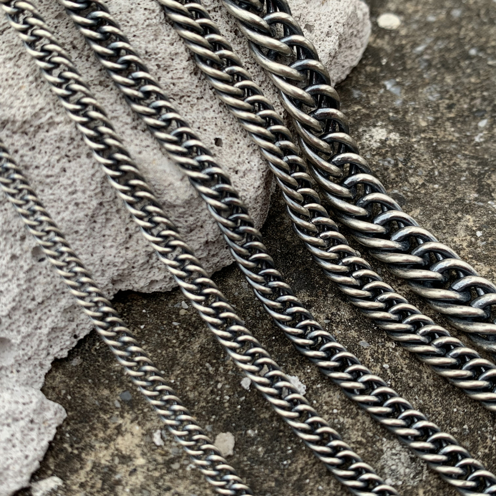 Oxidized Silver Cuban Chain
