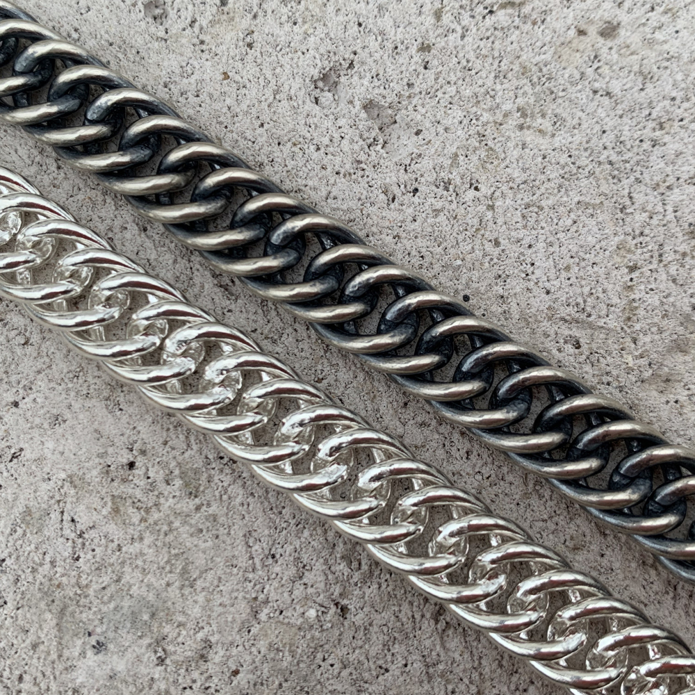 Oxidized Silver Cuban Chain