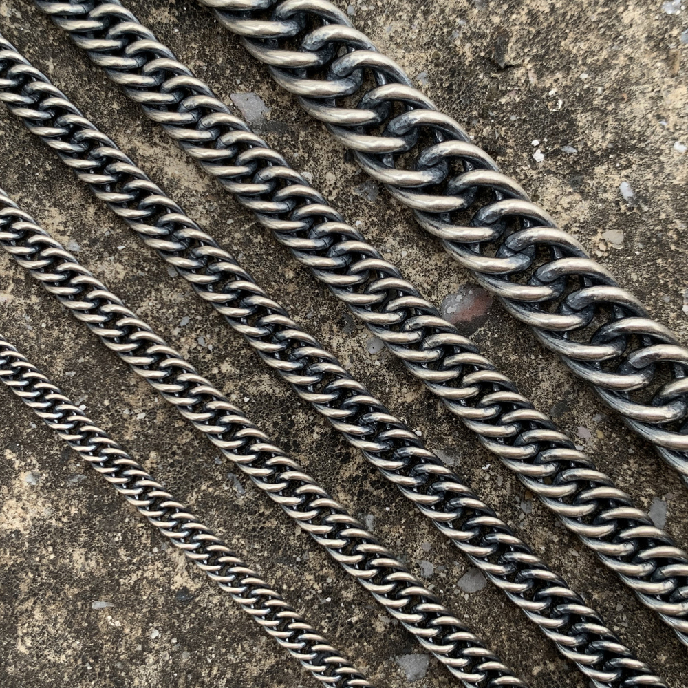 Oxidized Silver Cuban Chain