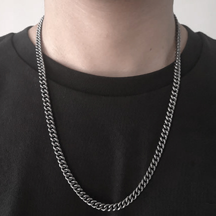 Oxidized Silver Cuban Chain