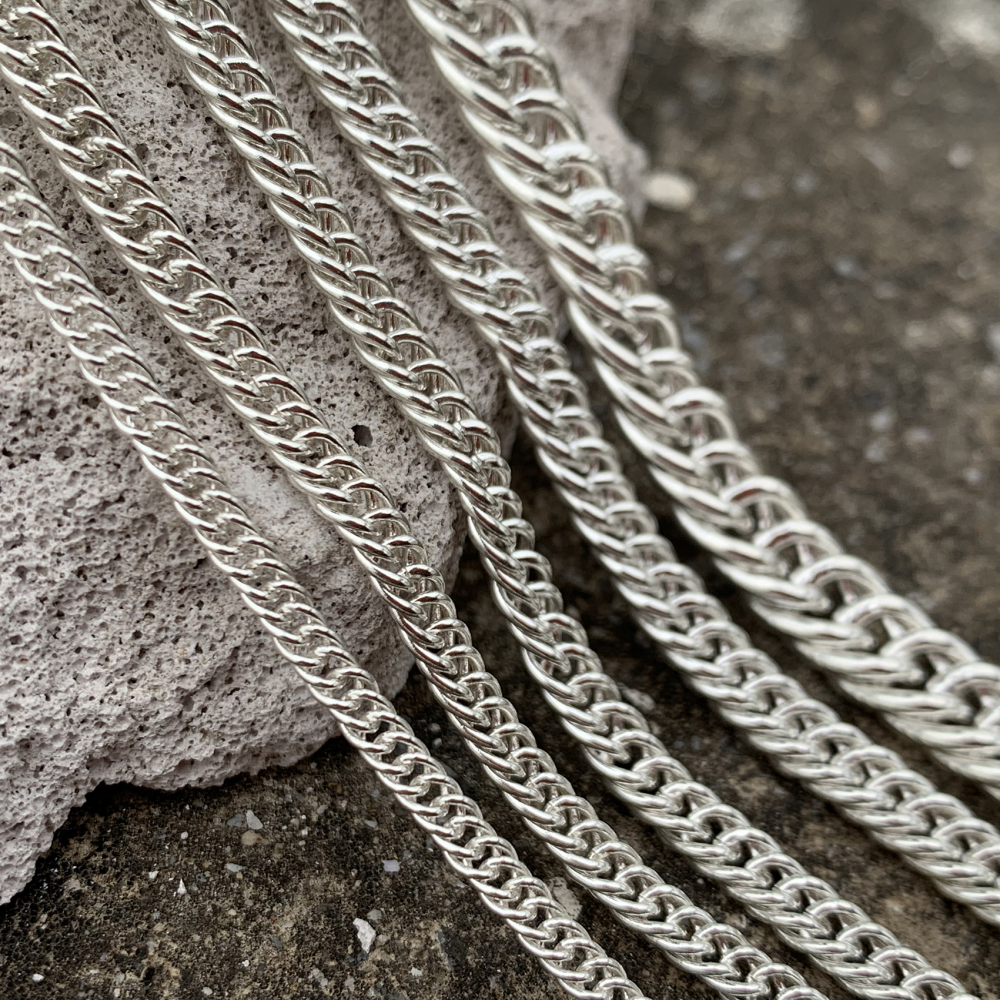 Oxidized Silver Cuban Chain