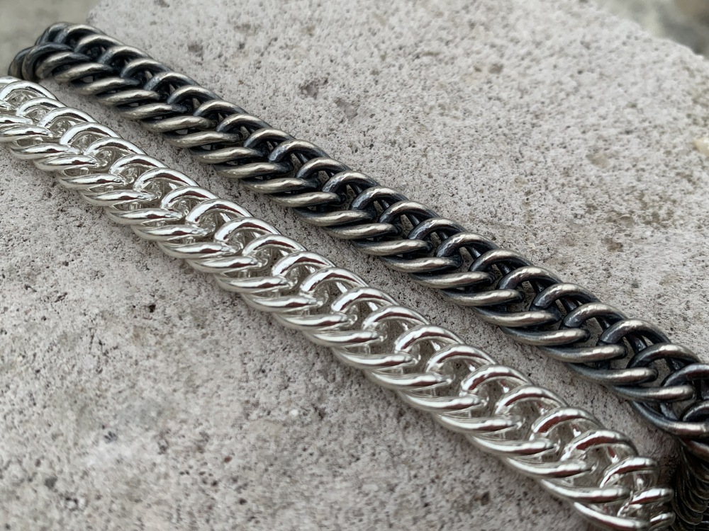 Oxidized Silver Cuban Chain