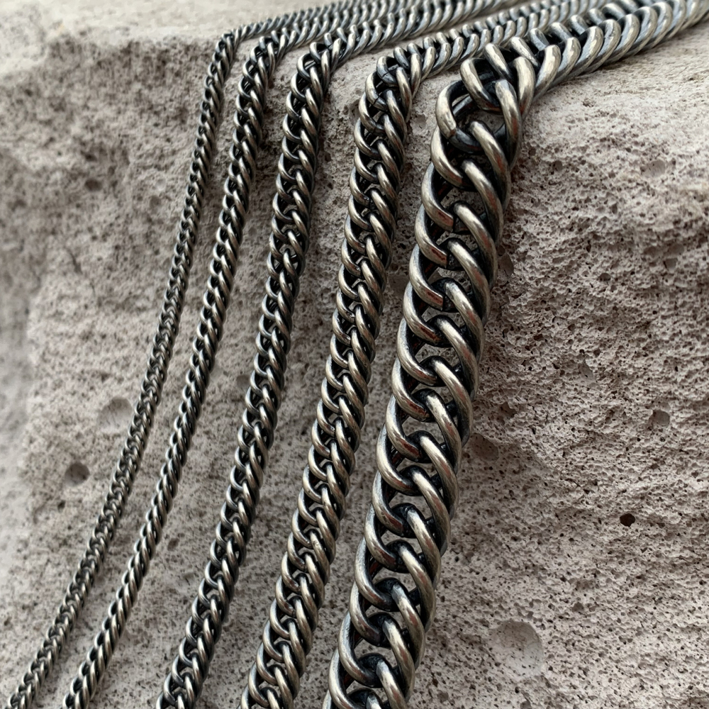 Oxidized Silver Cuban Chain