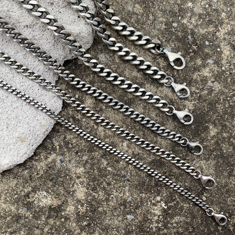 Oxidized Silver Cuban Links