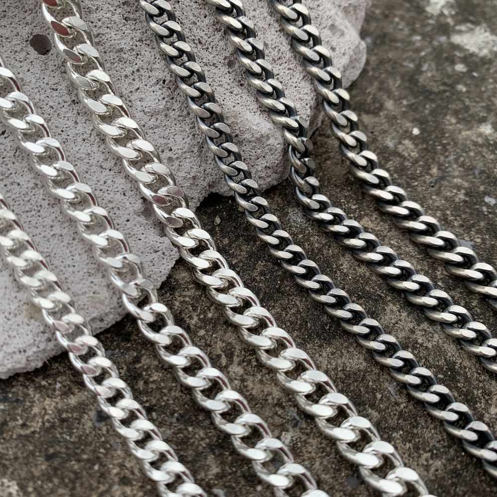 Oxidized Silver Cuban Links