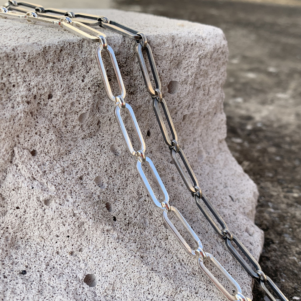 Oxidized Silver Paper Clip Chain