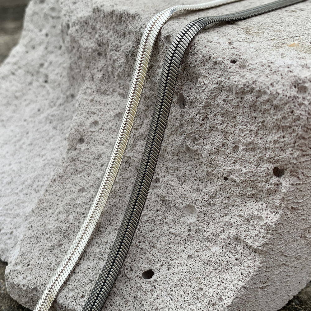 Oxidized Silver Herringbone chain