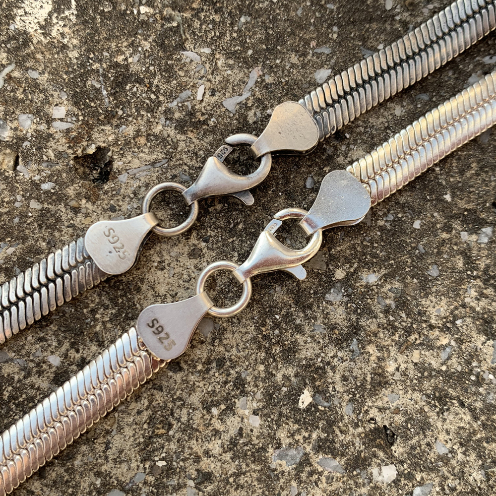 Oxidized Silver Herringbone chain