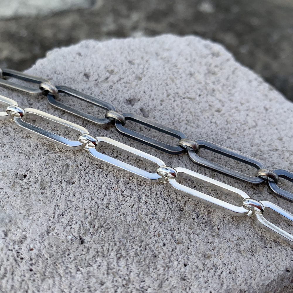 Oxidized Silver Paper Clip Chain