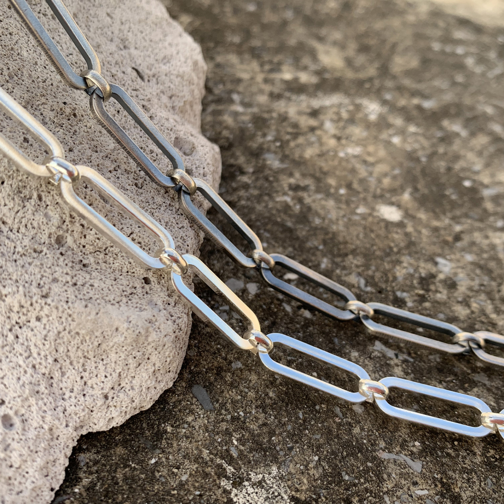 Oxidized Silver Paper Clip Chain