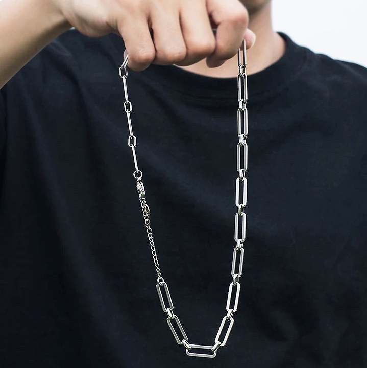 Oxidized Silver Paper Clip Chain