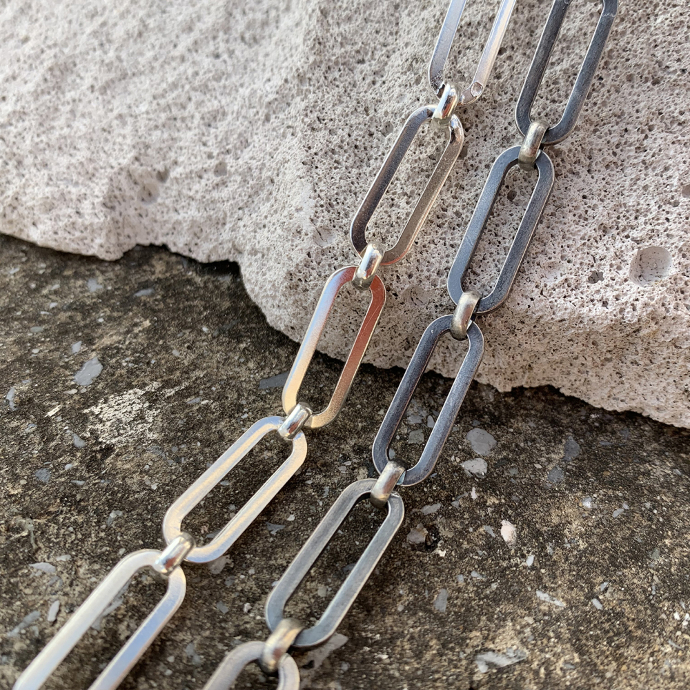 Oxidized Silver Paper Clip Chain