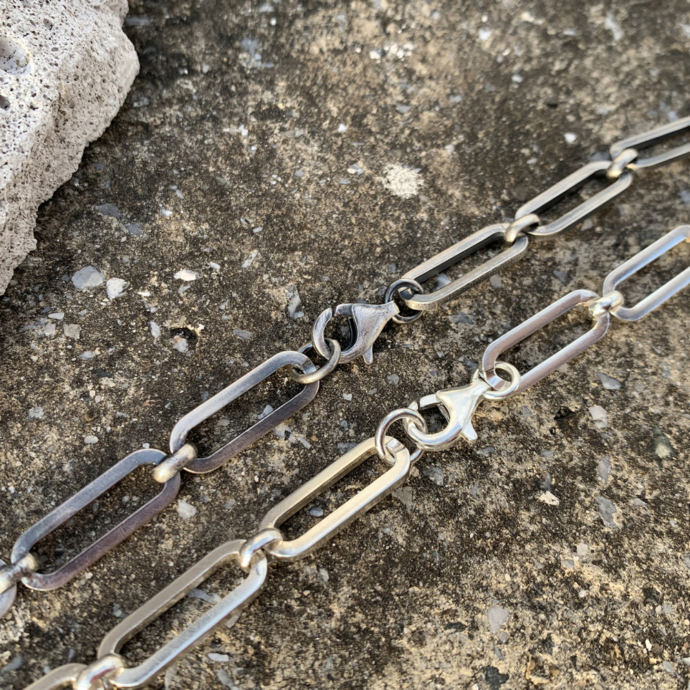 Oxidized Silver Paper Clip Chain