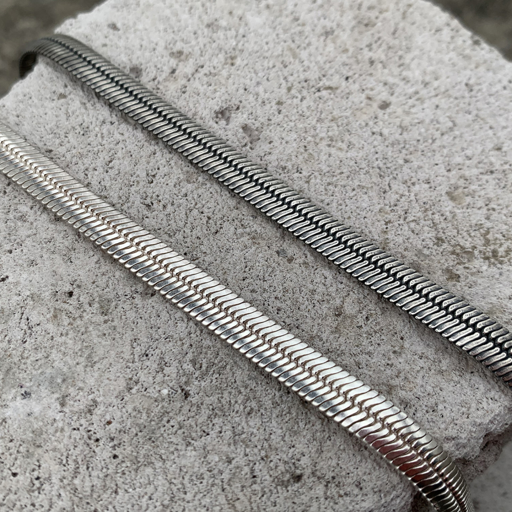 Oxidized Silver Herringbone chain