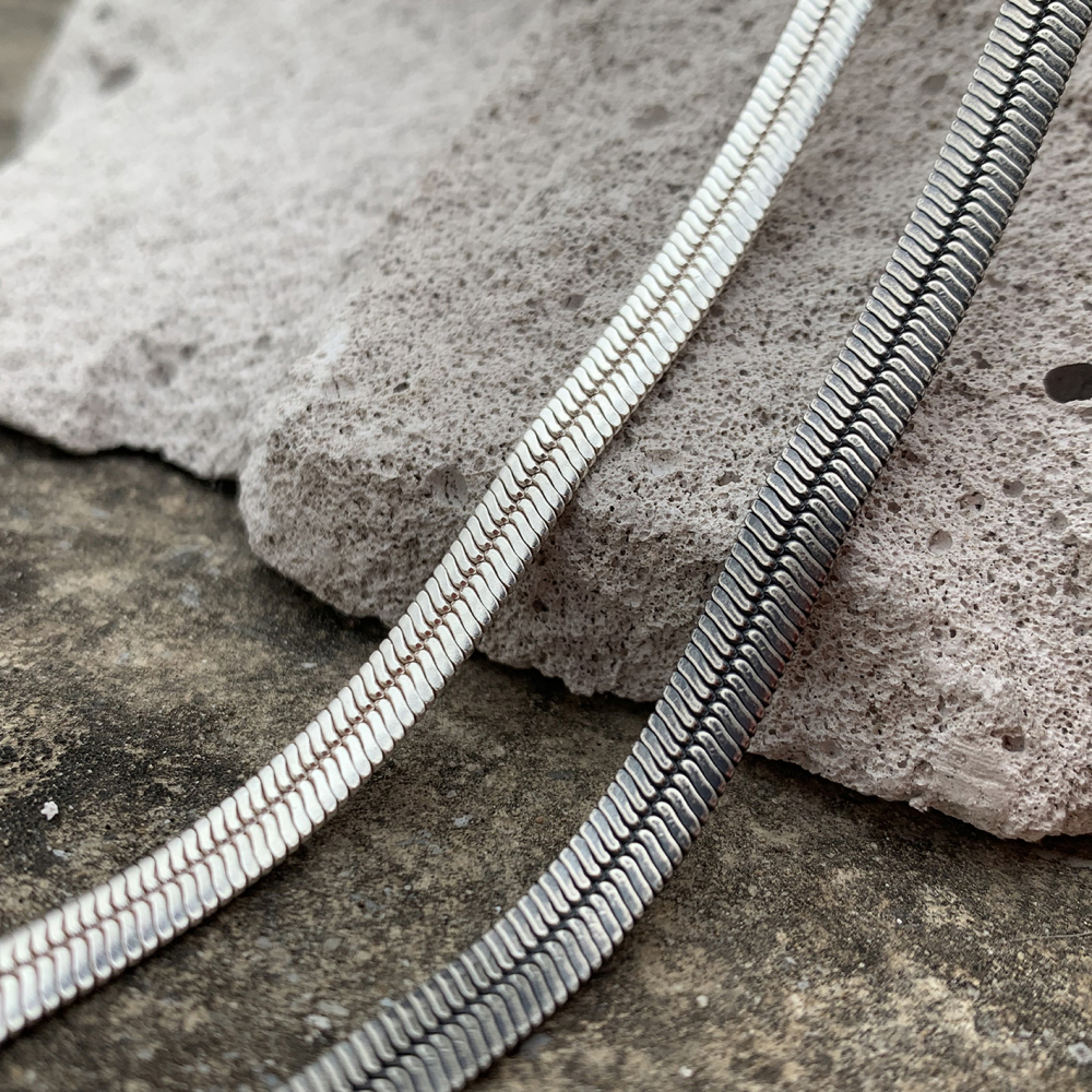 Oxidized Silver Herringbone chain