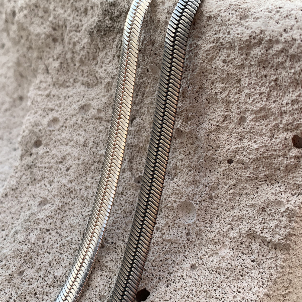 Oxidized Silver Herringbone chain
