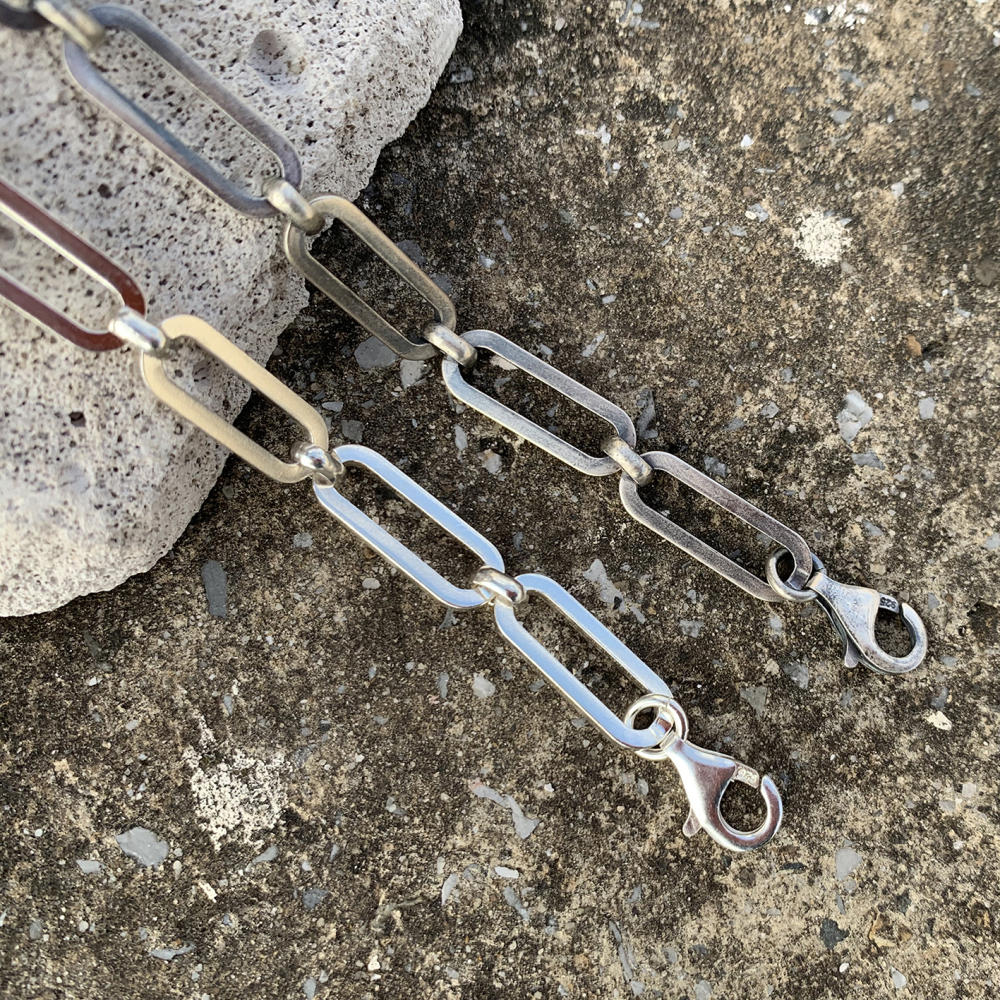 Oxidized Silver Paper Clip Chain