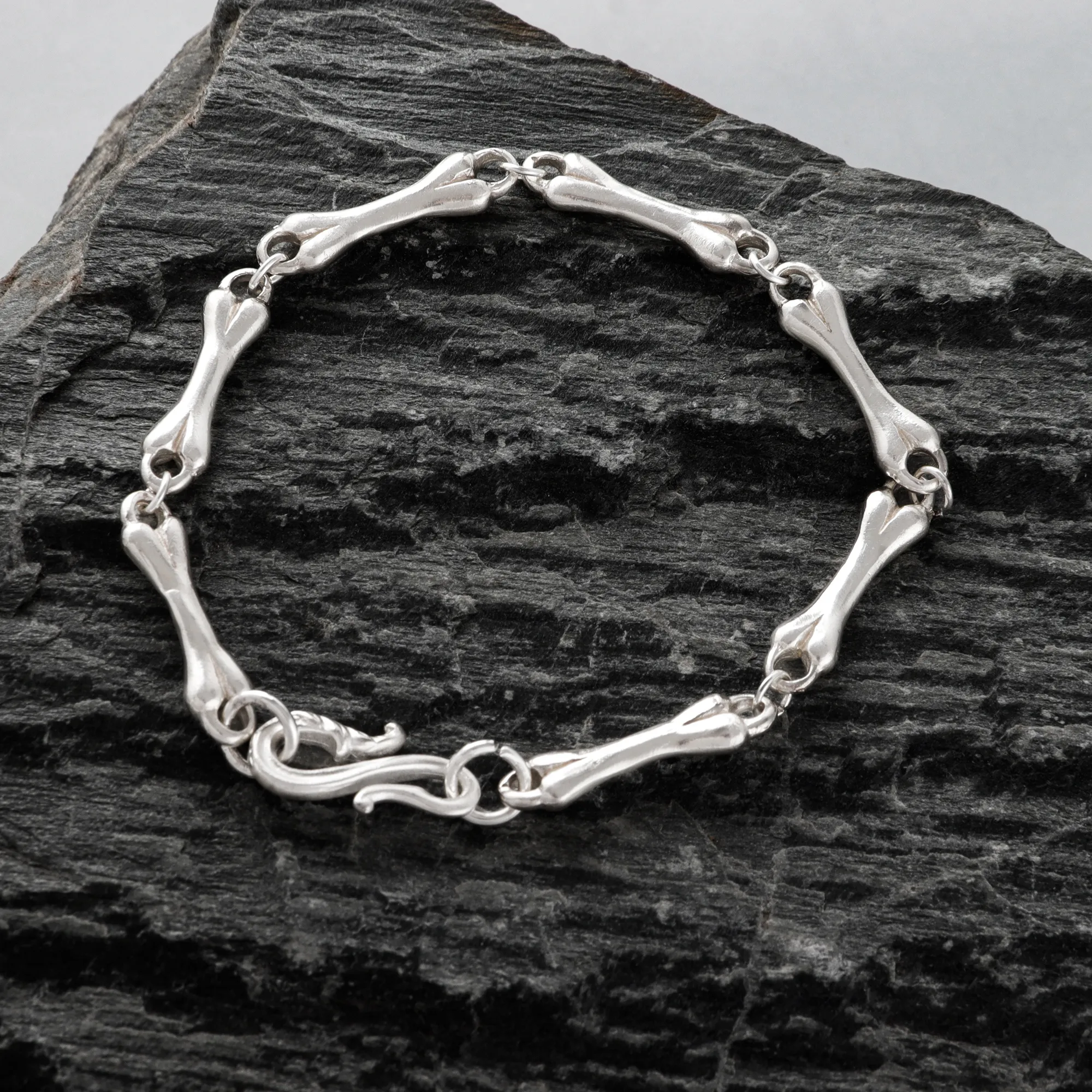 925 Sterling Silver Handcrafted Skeleton Bracelet, Memento Mori