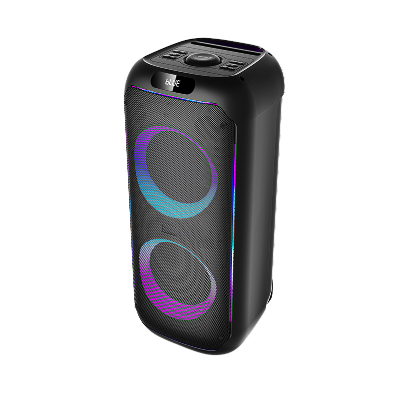 Portable BT Speaker With Double 8'' Subwoofer Ring Lighting Partybox PT9803