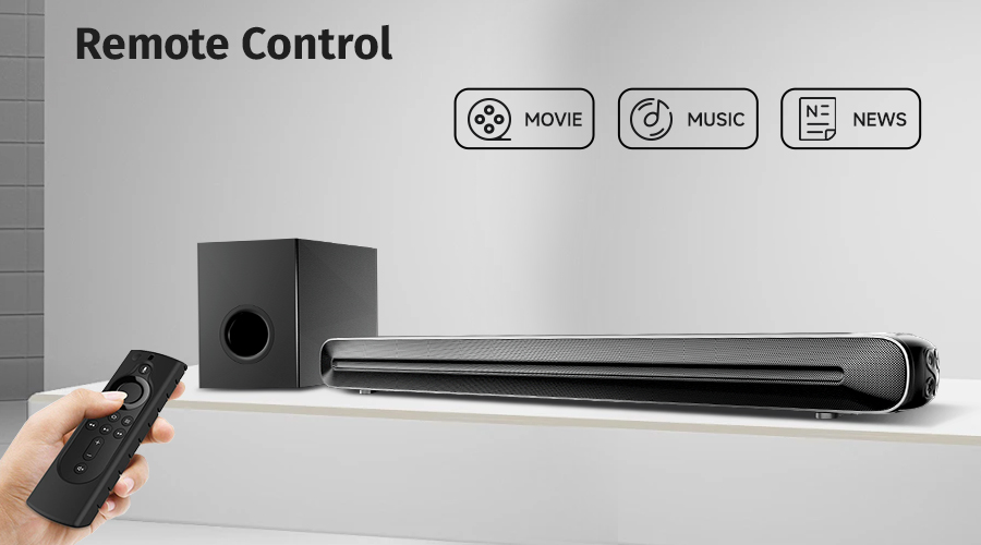 TV Soundbar With Remote Control Movie Music News Modes Adjust
