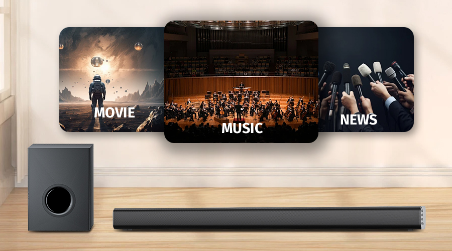 TV soundbar eq modes movie music news mode