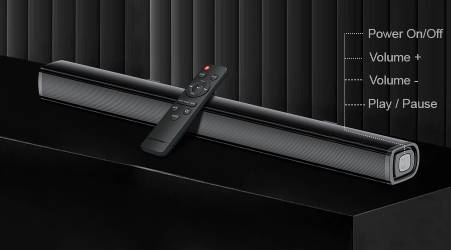 soundbar with lights remote control button control led indicator