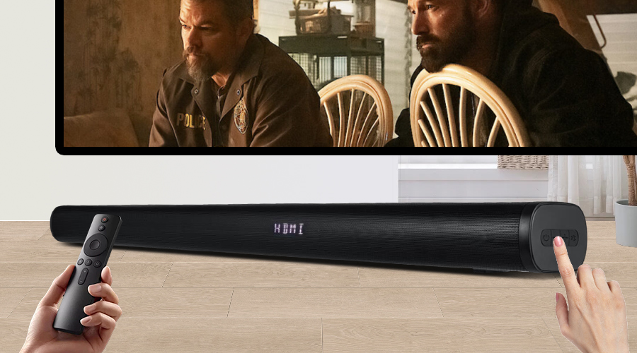  tv and soundbar with remote control button control dual control speaker