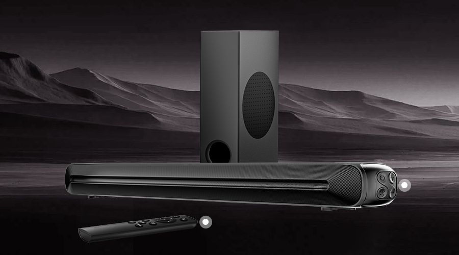 soundbar with wired subwoofer​ remote button dual control