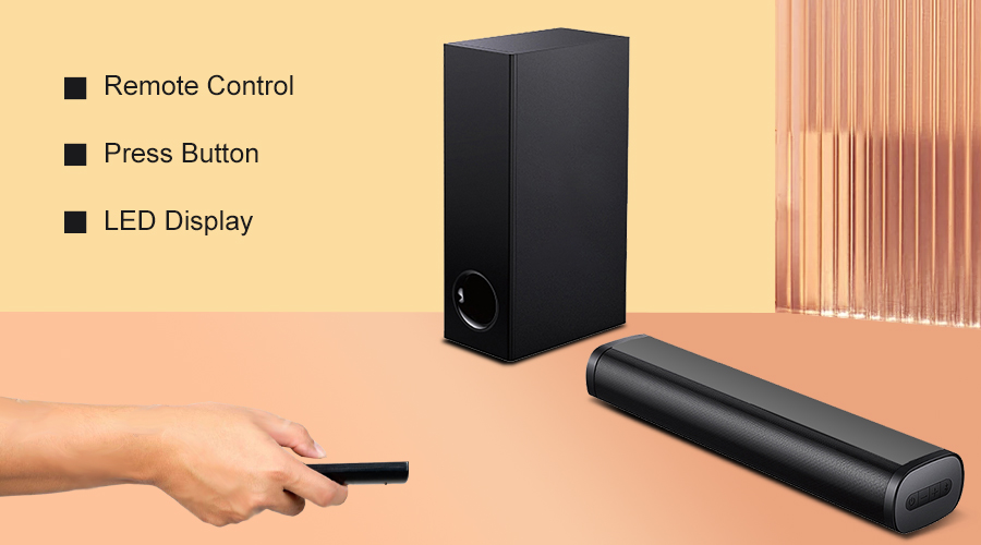 mini tv soundbar​ and subwoofer with remote button control led display