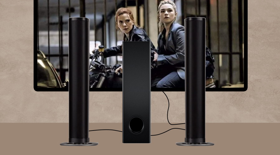 wired soundbar and subwoofer connect to TV