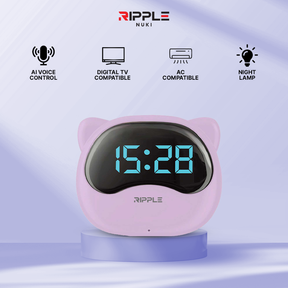 【Hello Nuki】Ripple Nuki Smart AI Remote RAI-N001 Alarm Clock Digital AC Night Lamp Smart Appliances