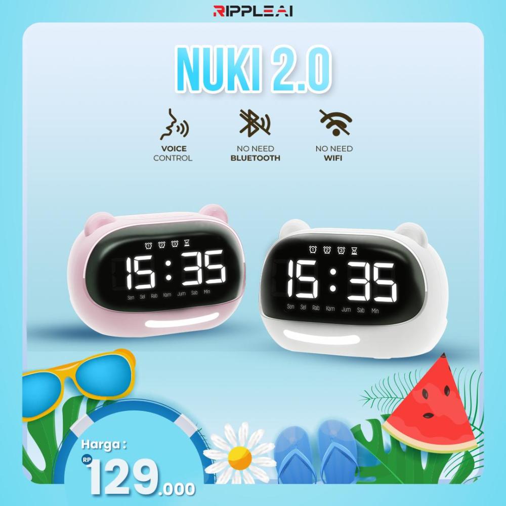 【Hello NUKI 2.0】Ripple Smart AI 3000 mAh Voice Alarm Clock Control AC Alarm Night Lamp With Voice