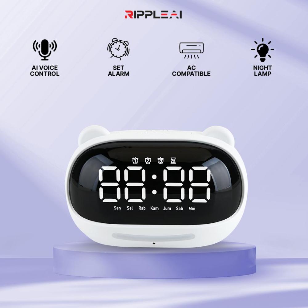 【Hello NUKI 2.0】Ripple Smart AI 3000 mAh Voice Alarm Clock Control AC Alarm Night Lamp With Voice