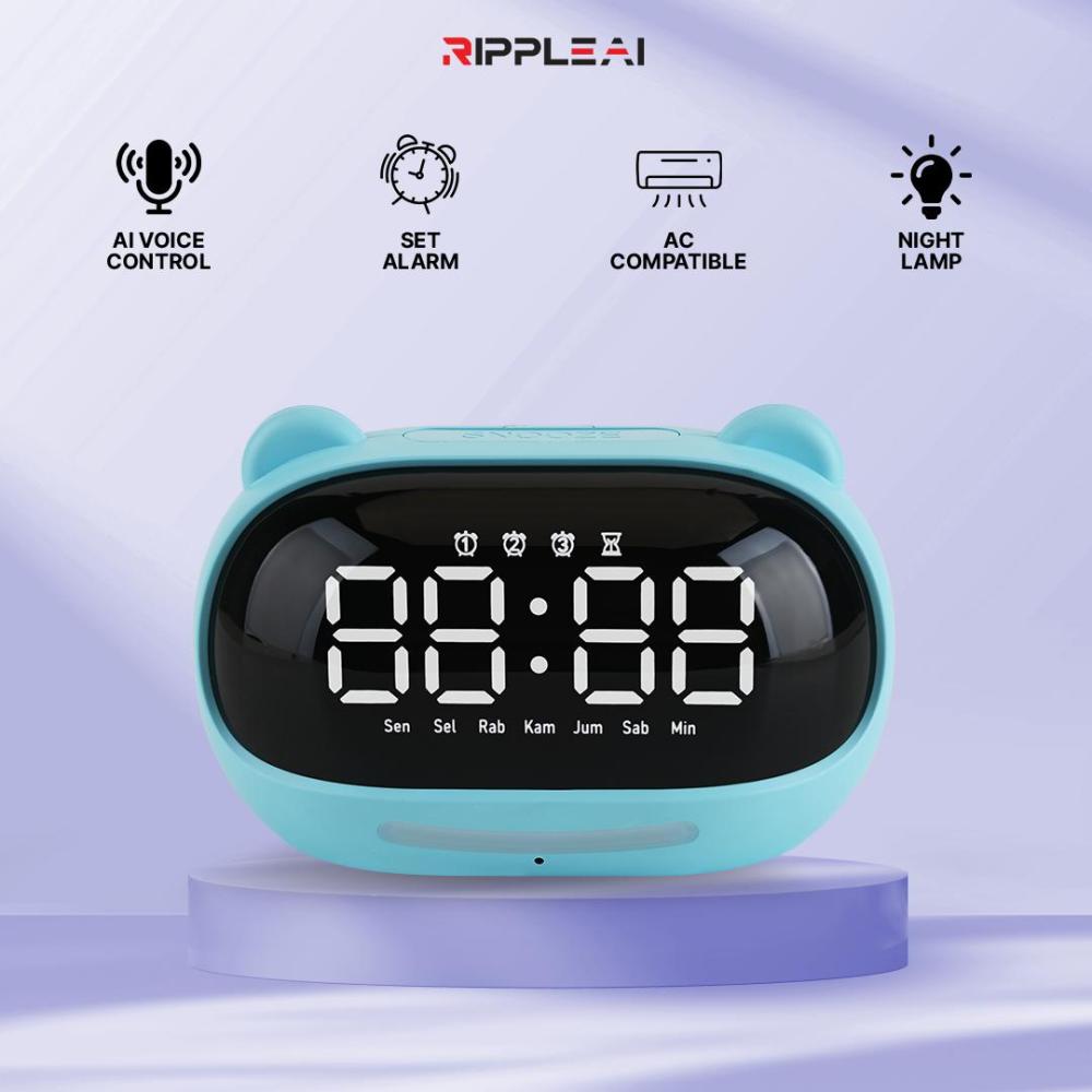【Hello NUKI 2.0】Ripple Smart AI 3000 mAh Voice Alarm Clock Control AC Alarm Night Lamp With Voice